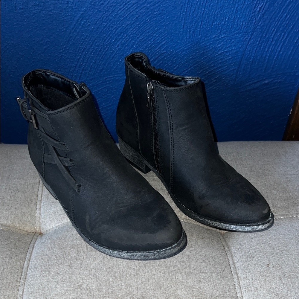 Black Ankle Booties with Buckle Detail